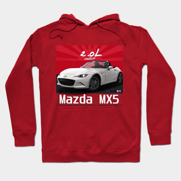 Mazda MX5 ND White Hoodie by PjesusArt